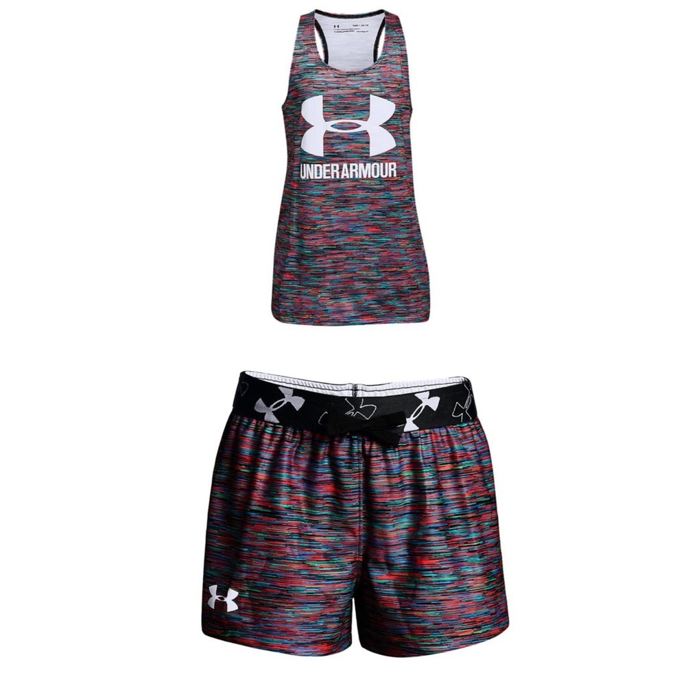 UNDER ARMOUR GIRLS YSM HEAT GEAR TANK & SHORT